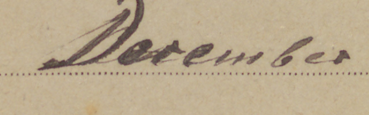 The word December in Kurrent from the date line of marriage entry number 8