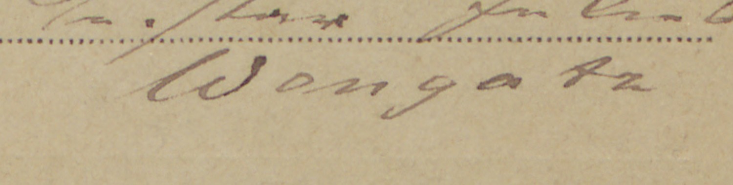 The surname Wengatz in Kurrent, showing the registrar's capital W as two rounded looping arches